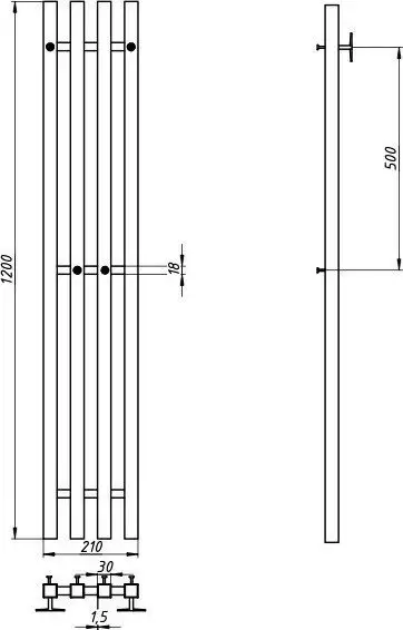 Полотенцесушитель Granula Квадро Вертикаль 21х120 (терморегулятор с таймером, белый) - фото товара