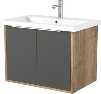Дабер Тумба под умывальник 018 Cersanit Como 70 Т18.7С.0.22Б (дуб галифакс/серый/ручка белая) – изображение в каталоге