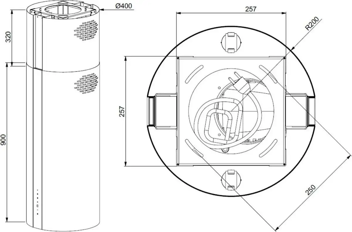 Кухонная вытяжка Meferi TUBE40BK Isla Comfort Plus - фото товара