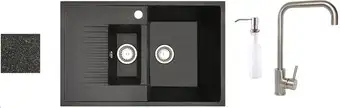 Кухонная мойка БелЭворс Forma R + смеситель W4998-4 + дозатор L405-1 (черный)