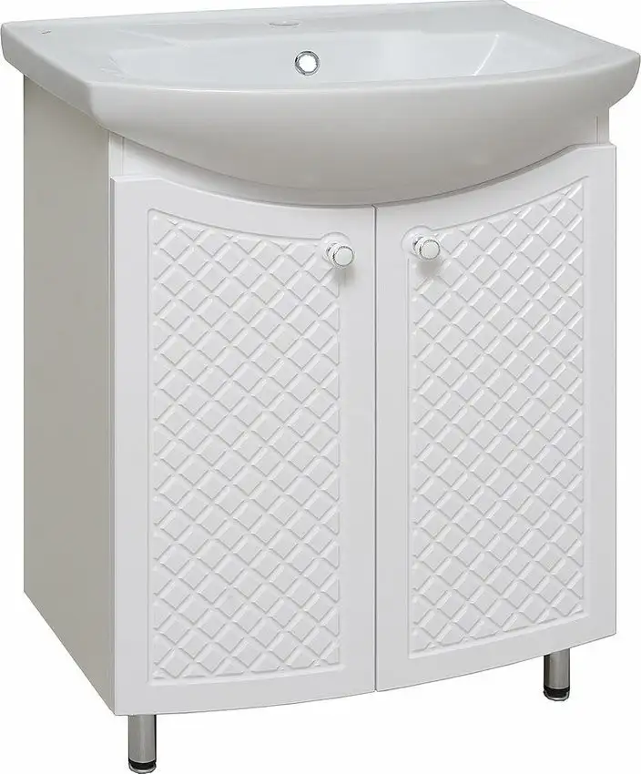 Runo Тумба с умывальником Runo Милано 65 + Элеганс 65 (напольная, белый) – фото товара