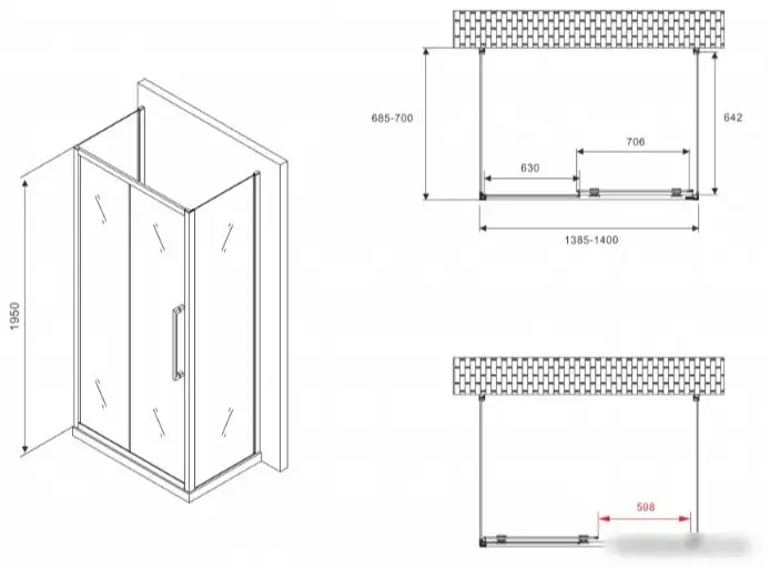 Душевой уголок Abber Schwarzer Diamant AG30140H-S70-S70 - фото товара