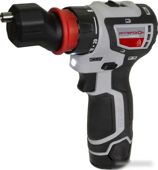 Дрель-шуруповерт Интерскол КомбиМАКС ДА-10/12В 36 687.2.2.78 (с 2-мя АКБ, сумка, набор патронов) – фото товара