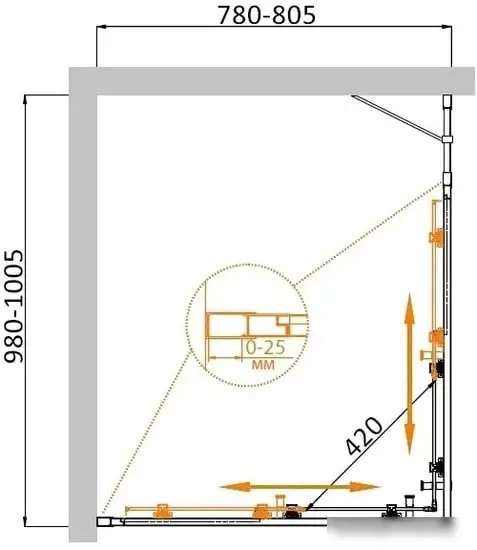 Душевой уголок Cezares MOLVENO-A-22-80+20-C-Cr-IV - фото товара