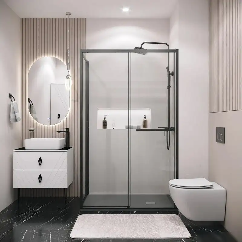 Душевая стенка Grossman Style 80x195 200.K33.05.80.21.00 (черный матовый, стекло прозрачное) - фото товара