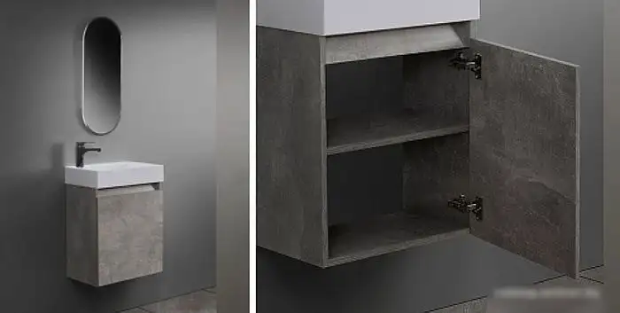 Мебель для ванных комнат Belux Тумба под умывальник Мини НП 40 (31 бетон чикаго-светло-серый) – фото товара