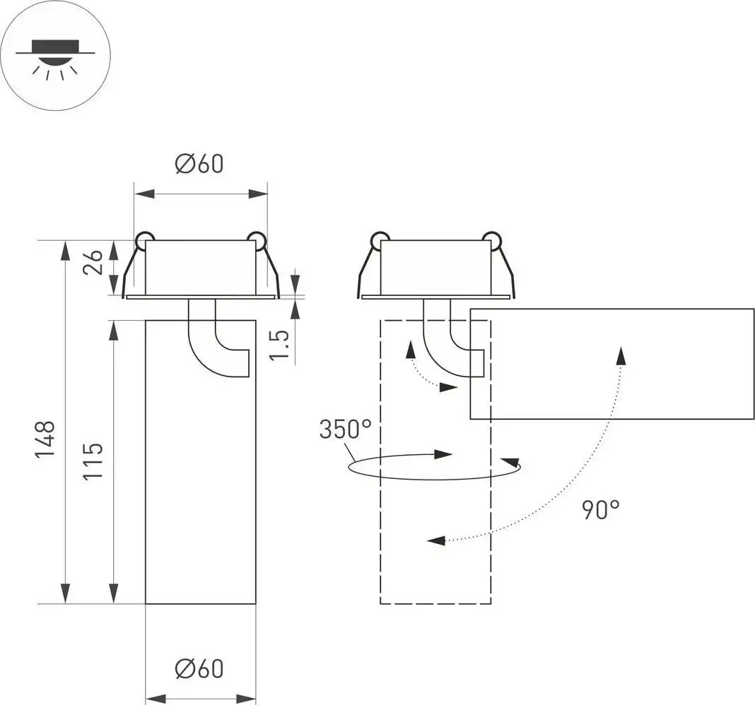 Спот Arlight SP-Gabi-Built-Flap-R60-12W Warm3000 049935 – фото товара