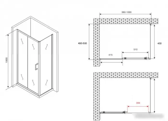 Душевой уголок Abber Schwarzer Diamant AG301005-S505 - фото товара