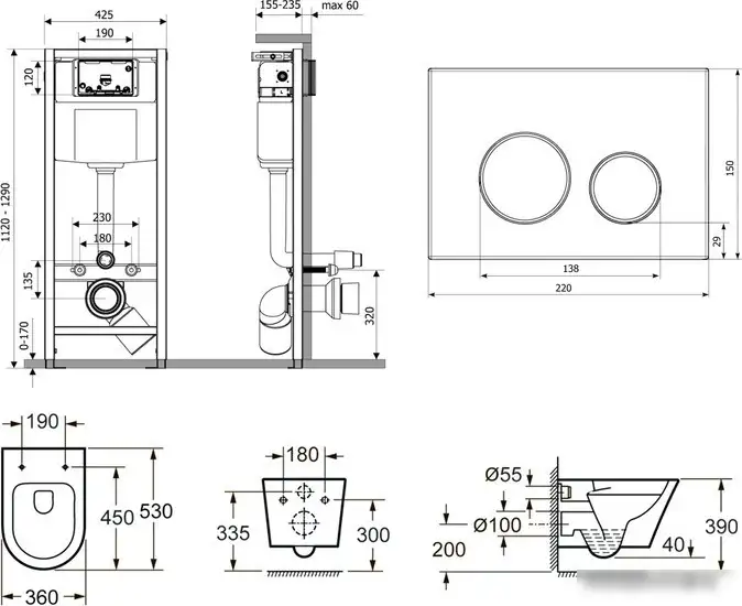 Унитаз Lavinia Boho Relfix Biore Rimless 7 в 1 87040108 (черное стекло) - фото товара