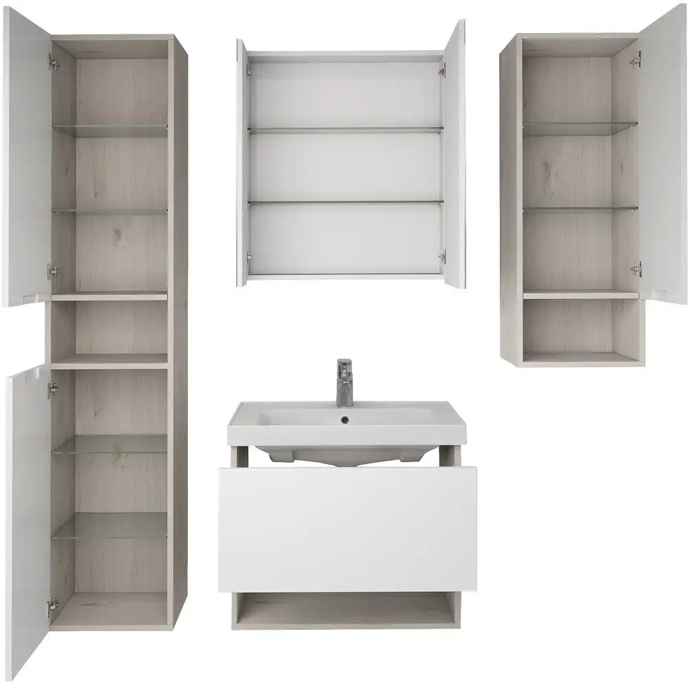 Dreja Шкаф-полупенал Perfecto 99.0815 (дуб эврика/белый глянец) – фото товара