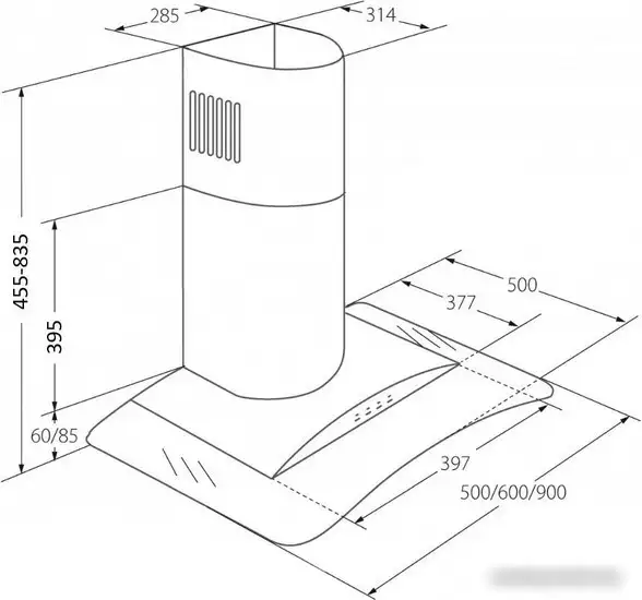 Кухонная вытяжка Akpo Largo Eco 60 WK-4 (черный) - фото товара