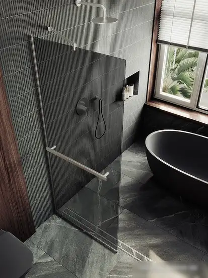 Душевая стенка MaybahGlass 195x69 MGD-723-5у (графитовое стекло/хром матовый) - фото товара