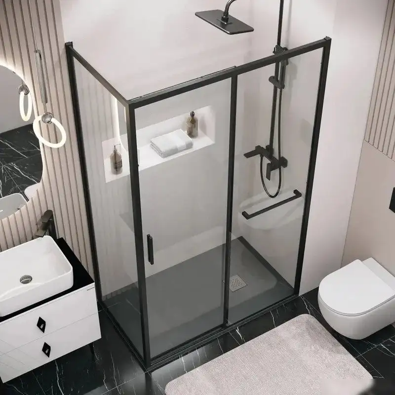 Душевая стенка Grossman Style 90x195 200.K33.05.90.21.00 (черный матовый, стекло прозрачное) - фото товара