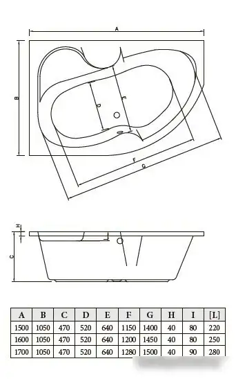 Ванна Bonito Home Arizona 170x105 R (с ножками) - фото товара