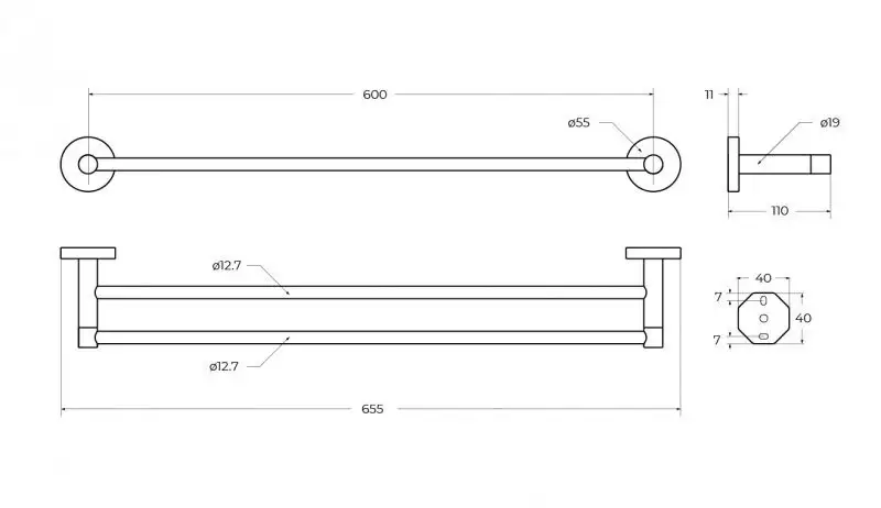 Держатель для полотенца Cezares RELAX-THD-65-IN (сатин) – фото товара