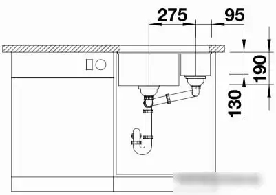 Кухонная мойка Blanco Subline 340/160-U 525985 (правая, черный) - фото товара