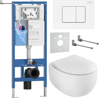 Унитаз подвесной Roxen EGG в комплекте с инсталляцией StounFix Dual Fresh 6 в 1 868537 (кнопка: белый глянцевая) - изображение в каталоге