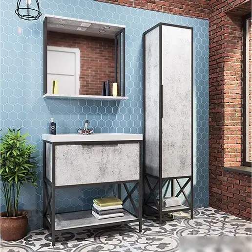 Mixline Зеркало Бруклин 80 543942 (бетон с подсветкой) – фото товара