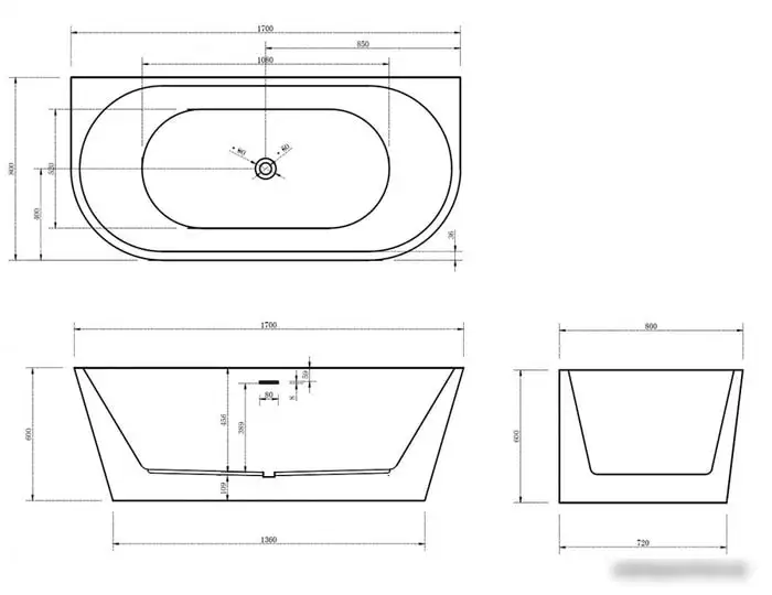 Ванна Abber AB9216-1.7DB 170x80 - фото товара
