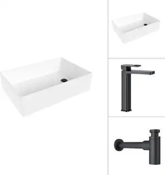 Умывальник Lauter 21518-1 + Cascade 21СК0655BS с сифоном 21635B (черный матовый) - изображение в каталоге