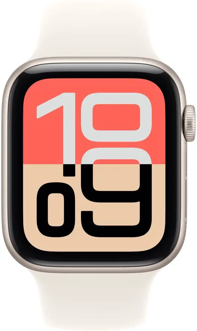 Умные часы Apple Watch SE 3 44 мм (алюминиевый корпус, звездный свет/звездный свет, спортивный силиконовый ремешок S/M) – фото товара