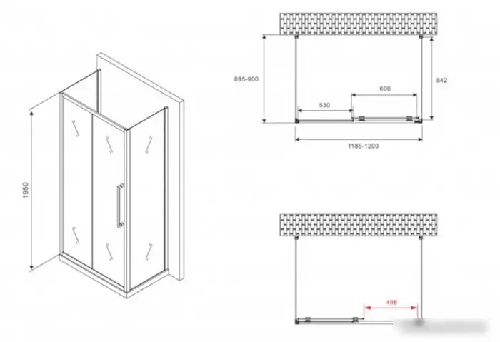 Душевой уголок Abber Schwarzer Diamant AG30120H-S90-S90 - фото товара