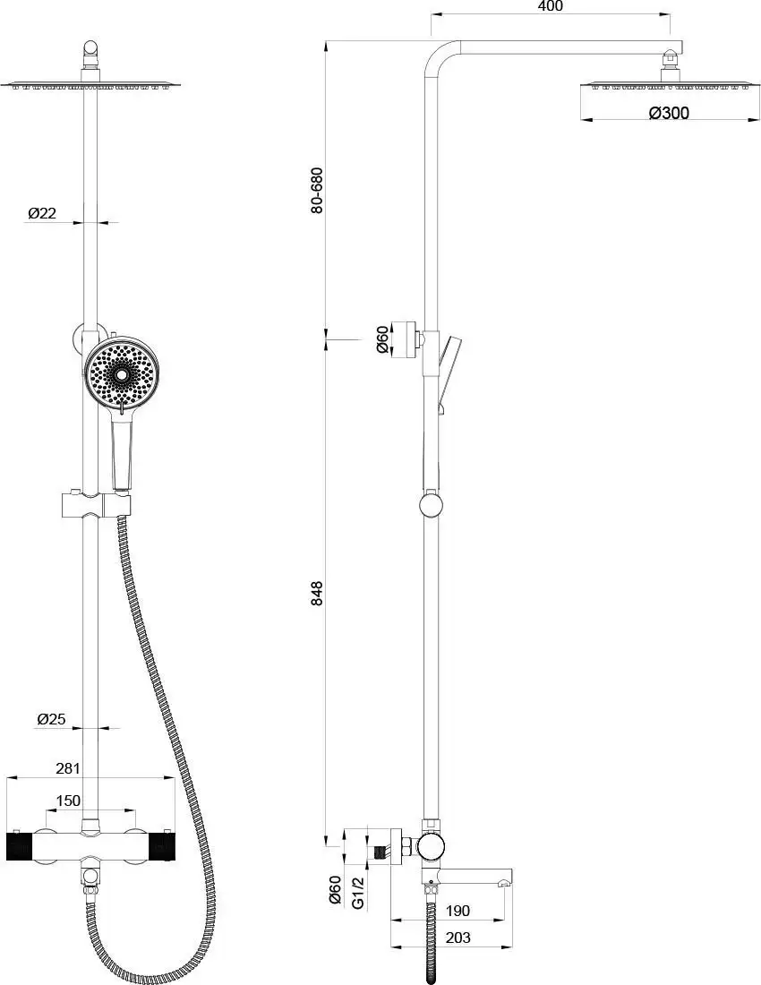 Душевая система Oliveeka 739902 (никель) - фото товара