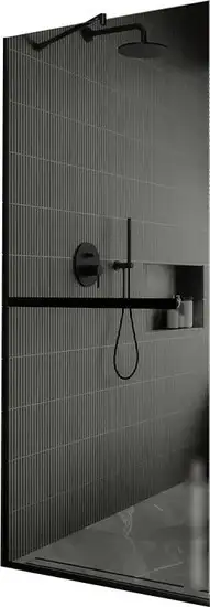 Душевая стенка MaybahGlass 109x119 MGD-717-6у (графитовое стекло/черный)