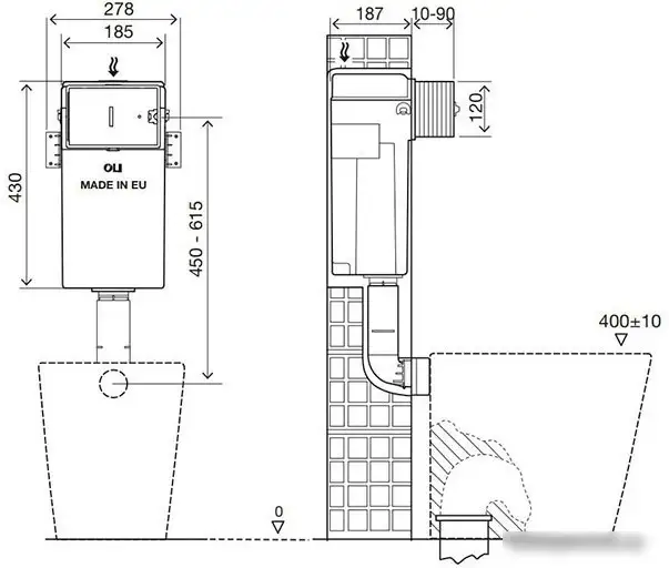 Инсталляция для унитаза OLI Quadra Plus механика - фото товара