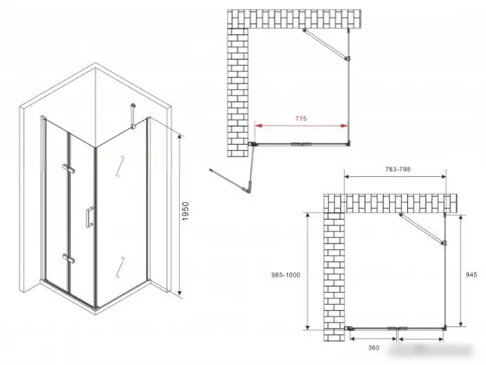 Душевой уголок Abber Zart AG08080P-S101 - фото товара