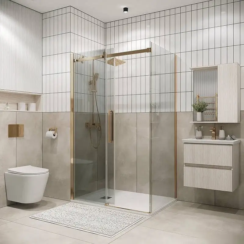 Душевая стенка Grossman Classic 90x195 200.K33.04.90.32.00 (золото сатин/стекло прозрачное) - фото товара