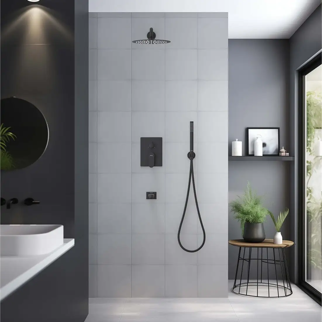 Душевая система Aquatek Оберон AQ1273MB (черный матовый) - фото товара