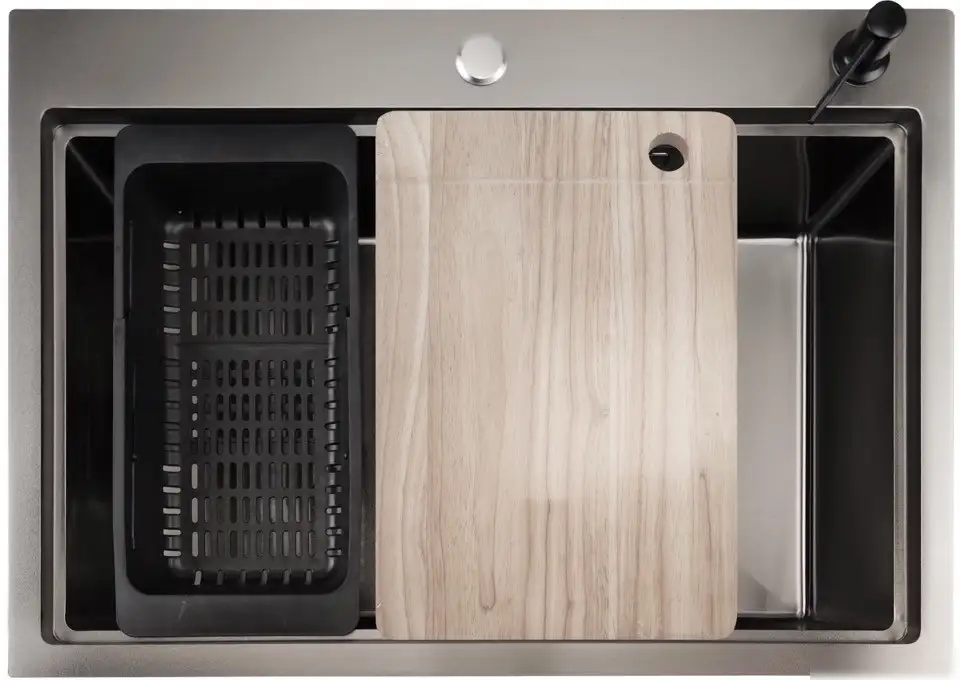 Кухонная мойка Stellar S6050NB-A (нано черный, c доской) - фото товара