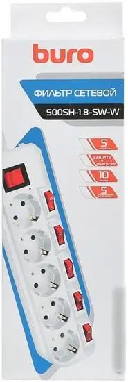 Сетевой фильтр Buro 500SH-1.8-SW-W – фото товара