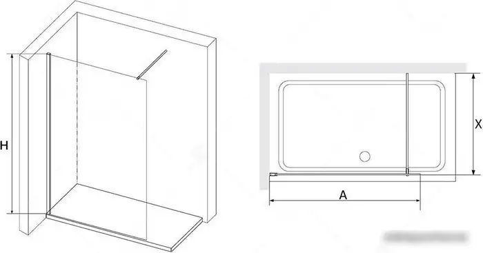 Душевая стенка RGW WA-010 351001011-21 110 (хром/матовое стекло) - фото товара