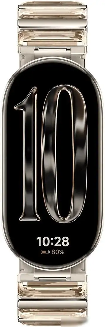Фитнес-браслет Xiaomi Smart Band 10 M2459B1 (искрящееся золото, с золотистым металлическим браслетом, международная версия) – фото товара