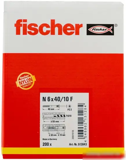 Дюбель-гвоздь Fischer N 6 x 40/10 F 513843 (200 шт) – фото товара
