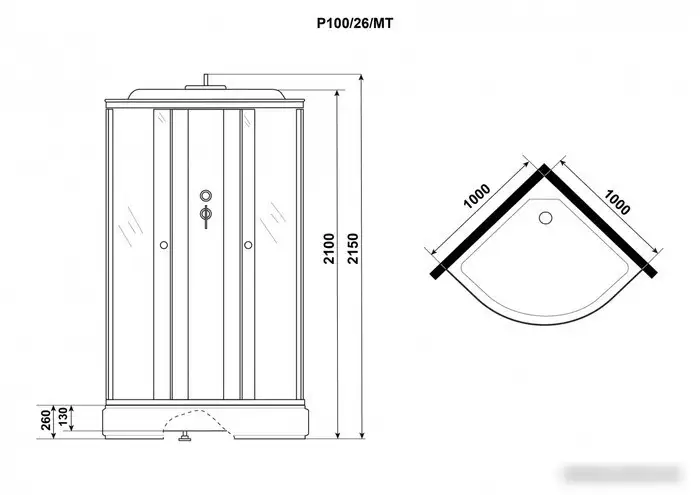 Душевая кабина Niagara Promo P100/26/MT 100x100x215 - фото товара