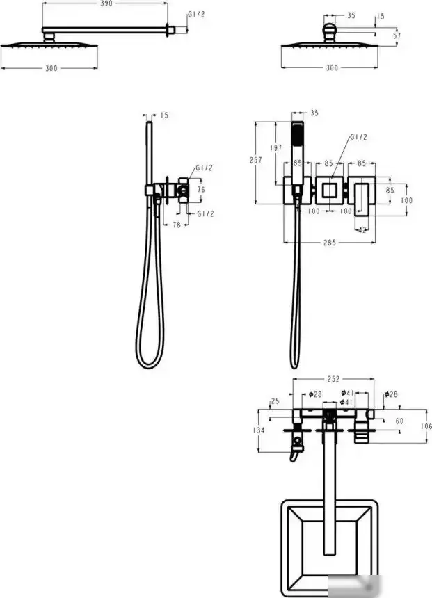 Душевая система Grocenberg GB5080 (графит) - фото товара
