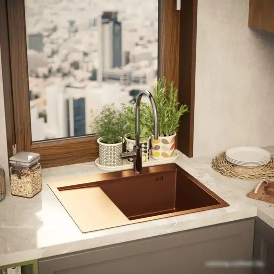 Кухонная мойка Mixline Pro 552928 (бронза, с сифоном) - фото товара