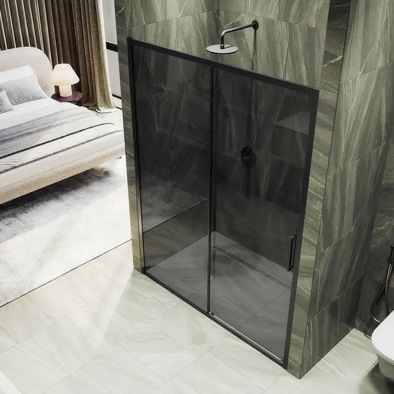 Душевая дверь MaybahGlass 195x160 MGD-1638-6 (графитовое стекло/черный) - фото товара