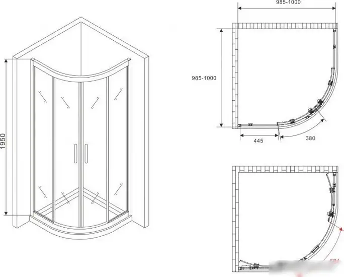 Душевой уголок Abber Schwarzer Diamant AG01100 - фото товара