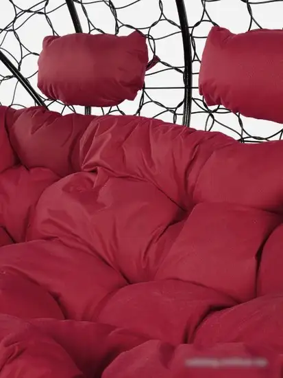 Подвесной диван M-Group Лежебока 11180402 (с черным ротангом/бордовая подушка) – фото товара