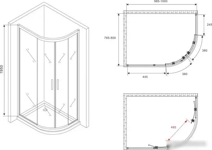 Душевой уголок Abber Schwarzer Diamant AG01180M - фото товара