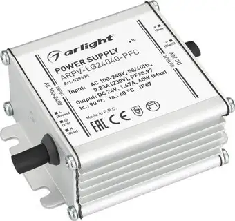 Блок питания Arlight ARPV-LG24040-PFC 24V 40W IP67 1.67A 029695 – изображение в каталоге
