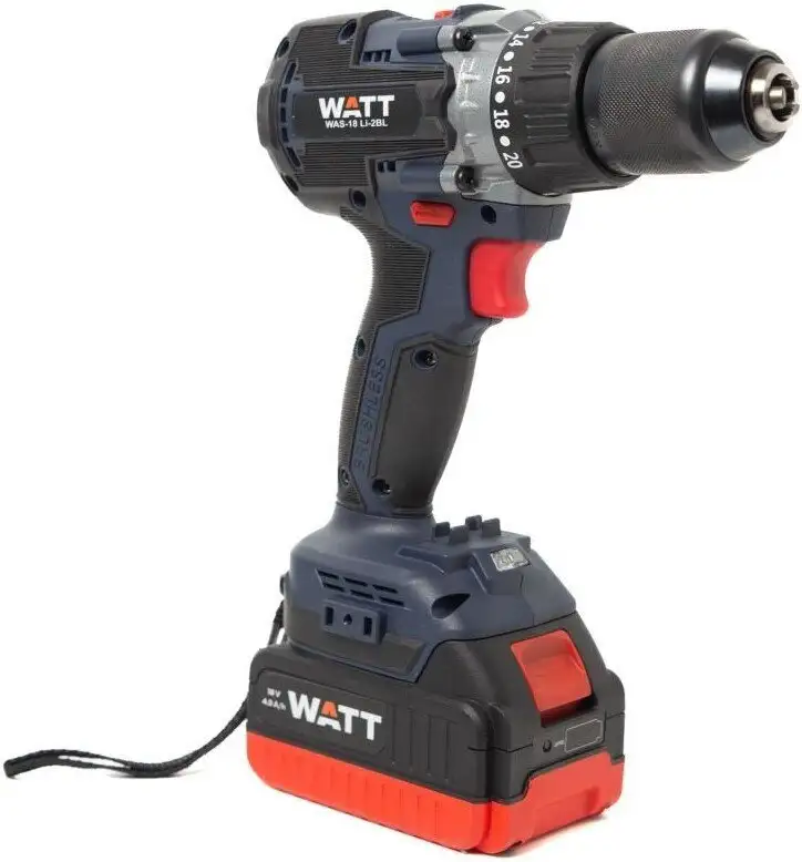 Дрель-шуруповерт WATT WAS-18 Li-2BL 1.018.090.01 (с 2-мя АКБ, кейс) – фото товара