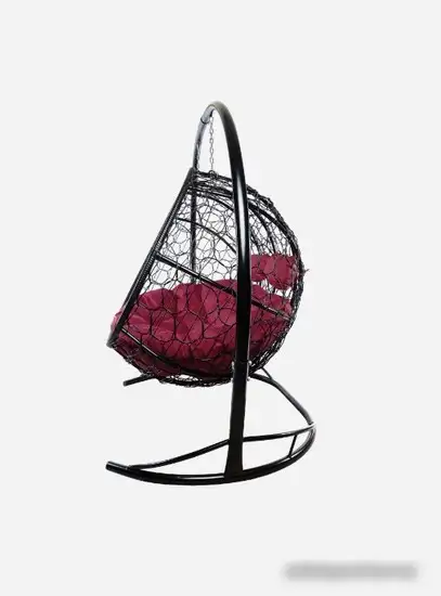 Подвесной диван M-Group Лежебока 11180402 (с черным ротангом/бордовая подушка) – фото товара