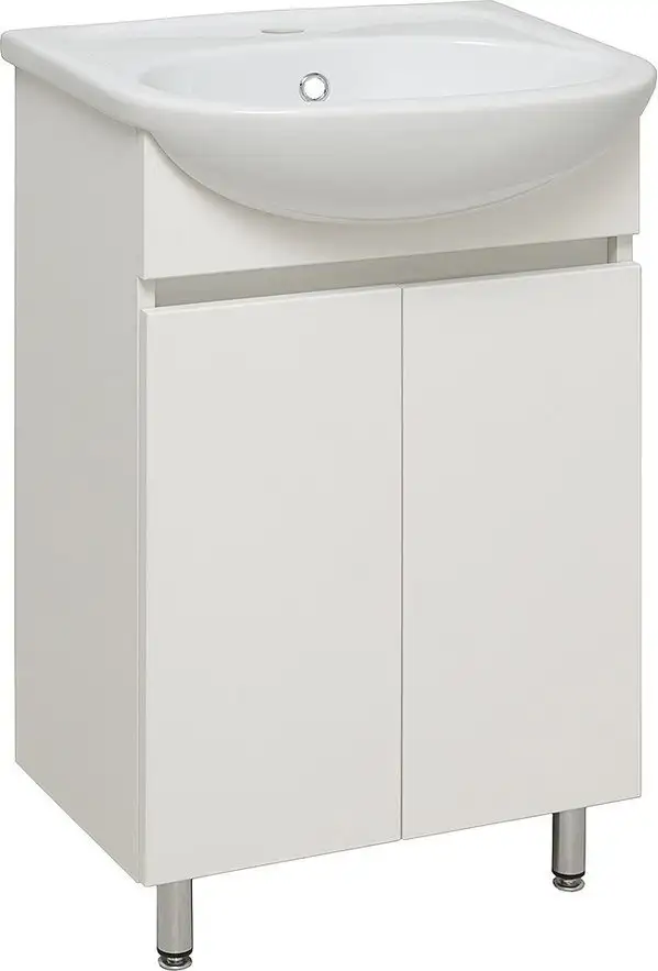 Runo Тумба с умывальником Runo Лада 50 + Уют 50 (напольная, белый) – фото товара