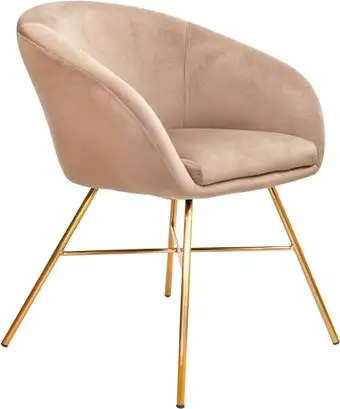 Стул с подлокотниками AksHome Amur (светло-коричневый велюр/золото) – изображение в каталоге