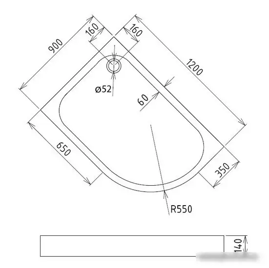 Душевой поддон Gemy ST20 L 120x90 - фото товара